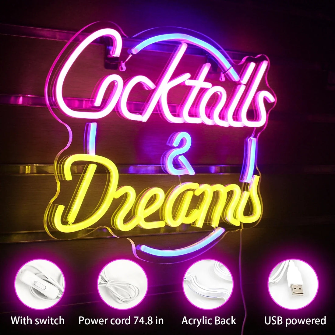 Cocktails Beer LED Neon Sign Wall Decor