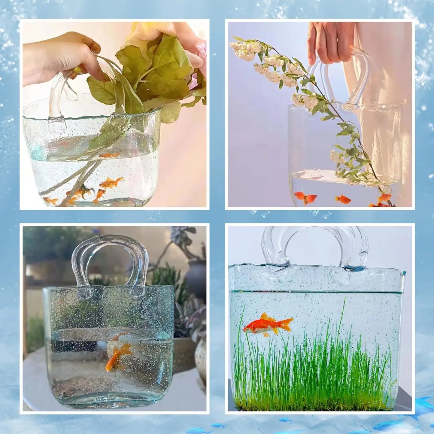 Clear Glass Bag: Unique Handbag Vase and Cocktail Container