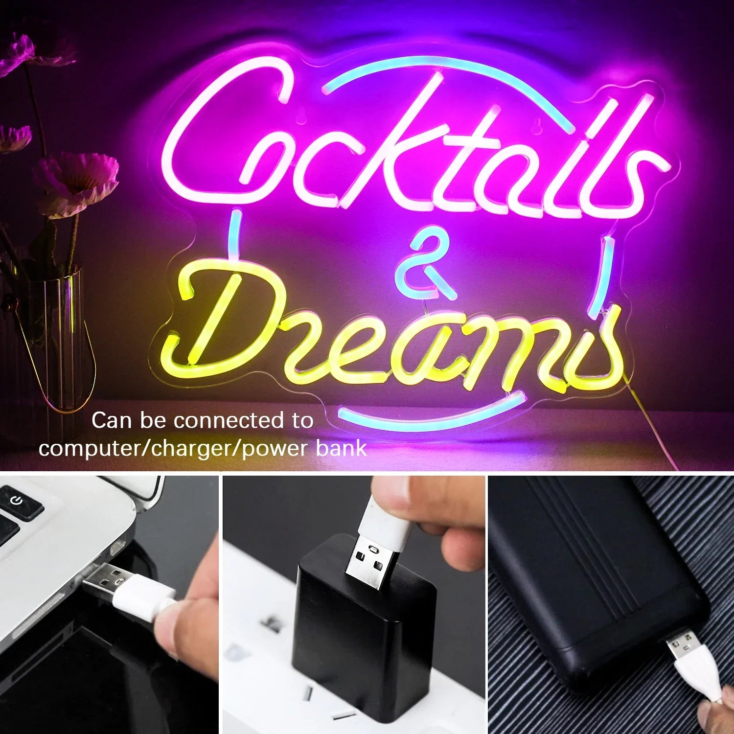 Cocktails Beer LED Neon Sign Wall Decor