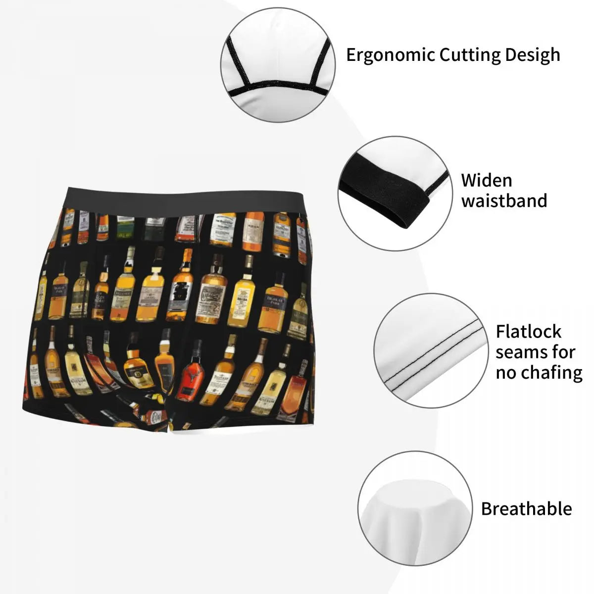 Whiskey Bottles Logo Boxer Shorts - Available in S, M, L, XL, XXL