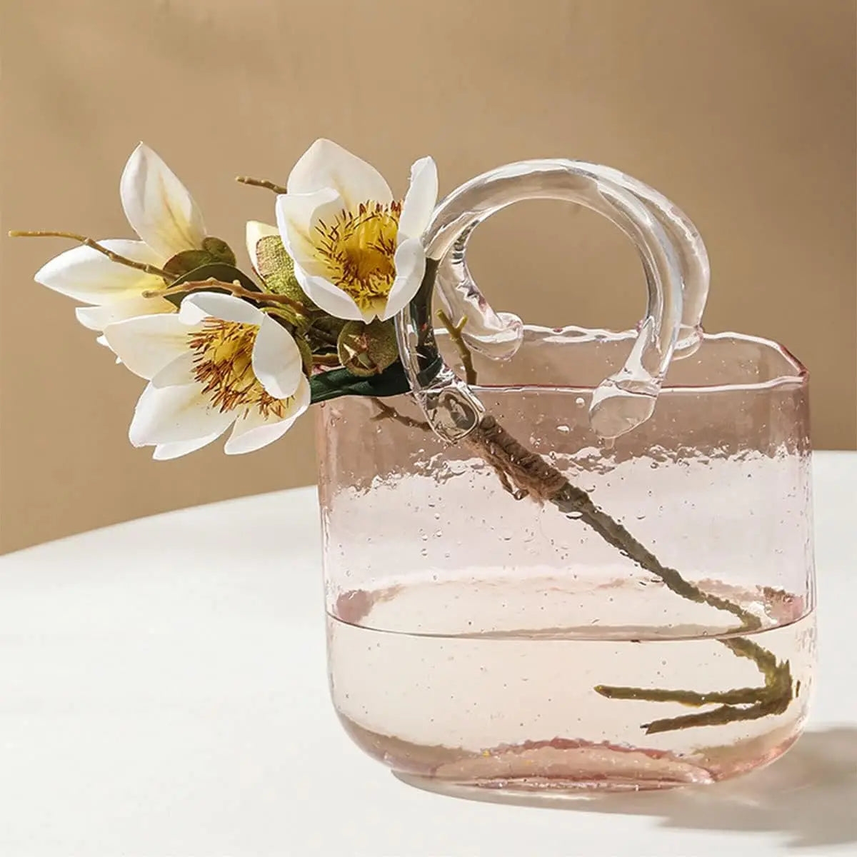 Clear Glass Bag: Unique Handbag Vase and Cocktail Container