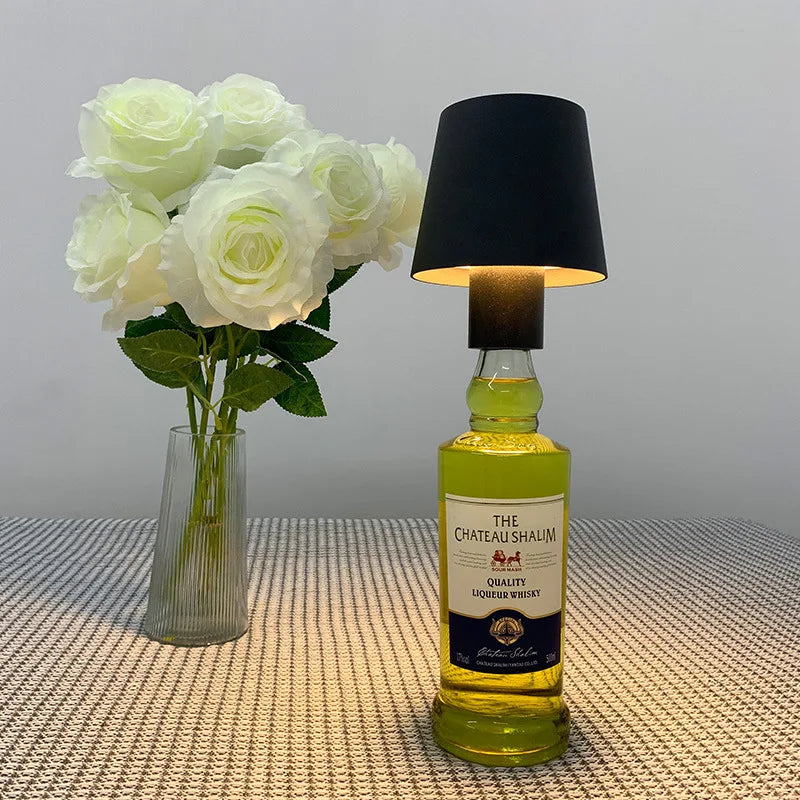 LED Wine Bottle Lamp: Modern Table Lamp for Bar and Cafe Decor