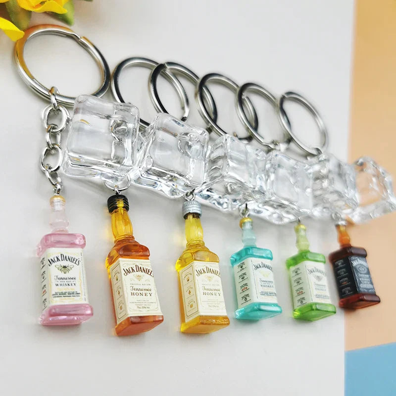 Cocktail School Alcohol Bottle Keychain