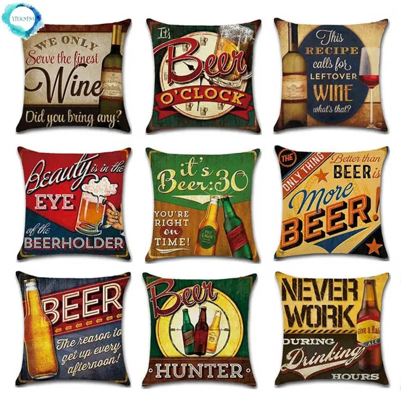 Beer & Wine Decorative Pillowcases