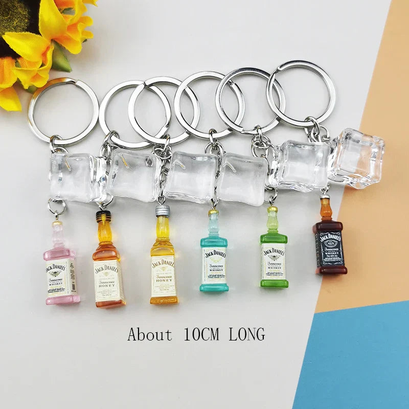 Cocktail School Alcohol Bottle Keychain