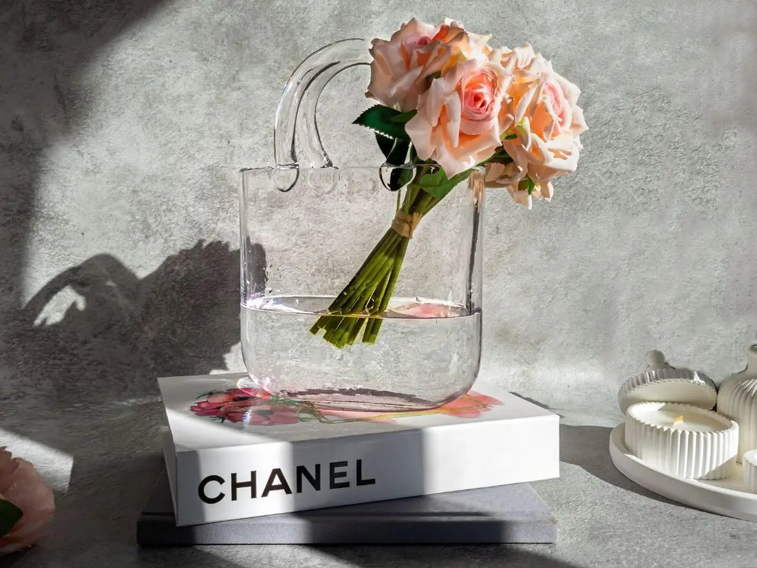 Clear Glass Bag: Unique Handbag Vase and Cocktail Container